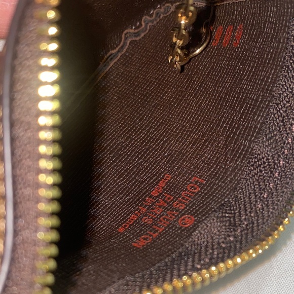 Louis Vuitton Brown Checkered Key Pouch with Gold Chain - Picture 2 of 2